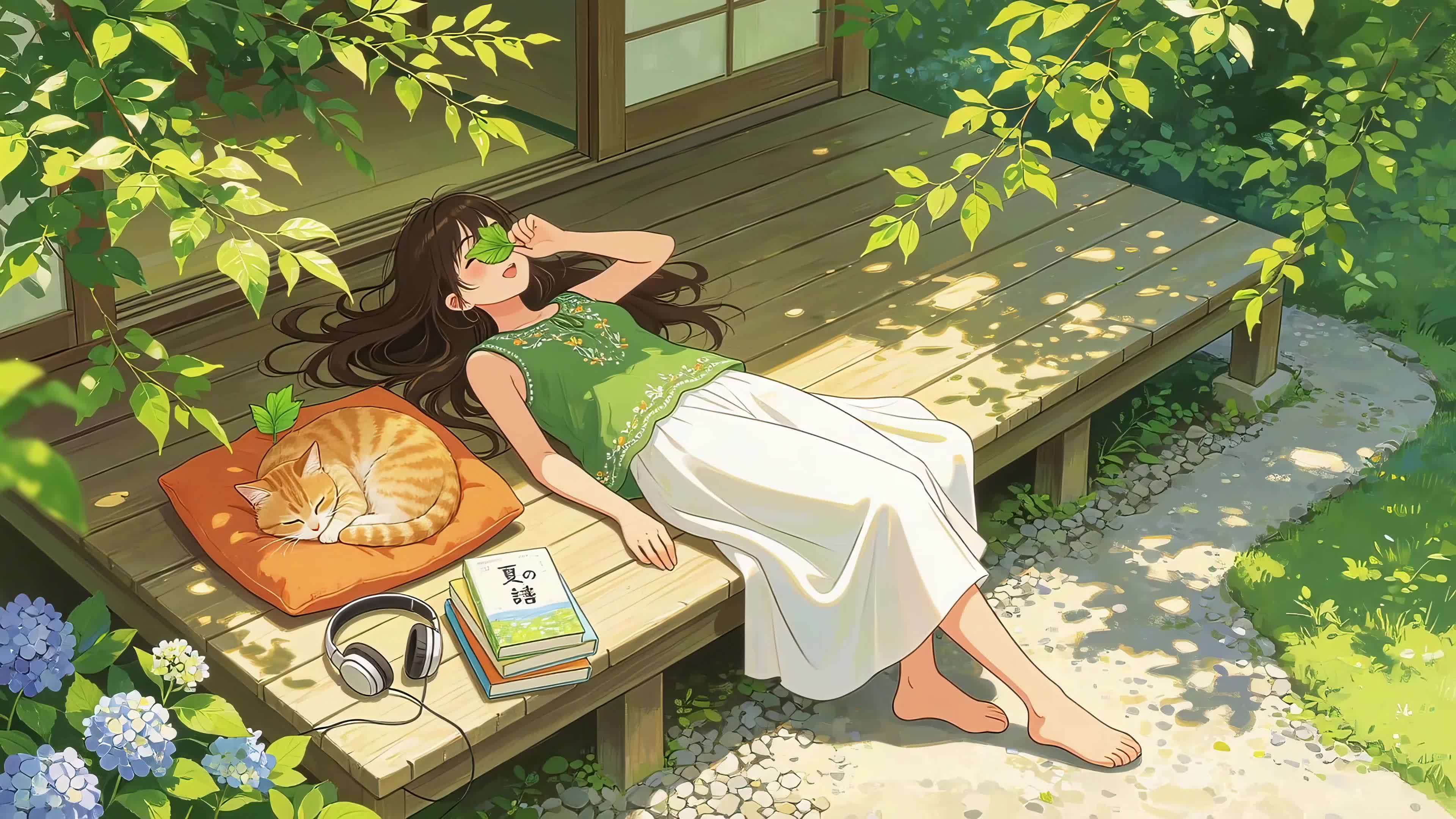 慵懒女孩和猫咪