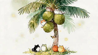椰子树上的猫咪