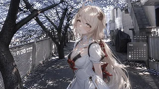 【溶图-可自定义制作】樱花树下的菲欧妮（支持时间日历音频响应）