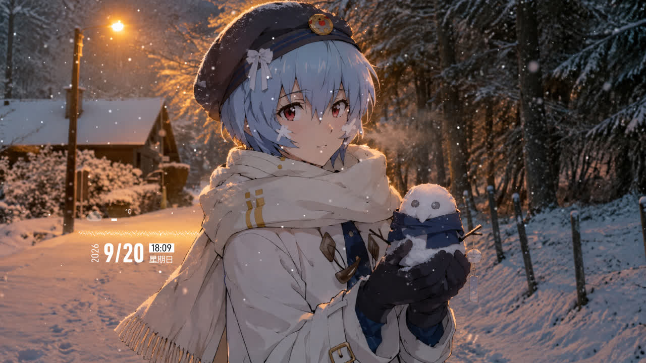 【溶图-可自定义制作】落雪黄昏下的绫波丽（支持时间天气音频响应）