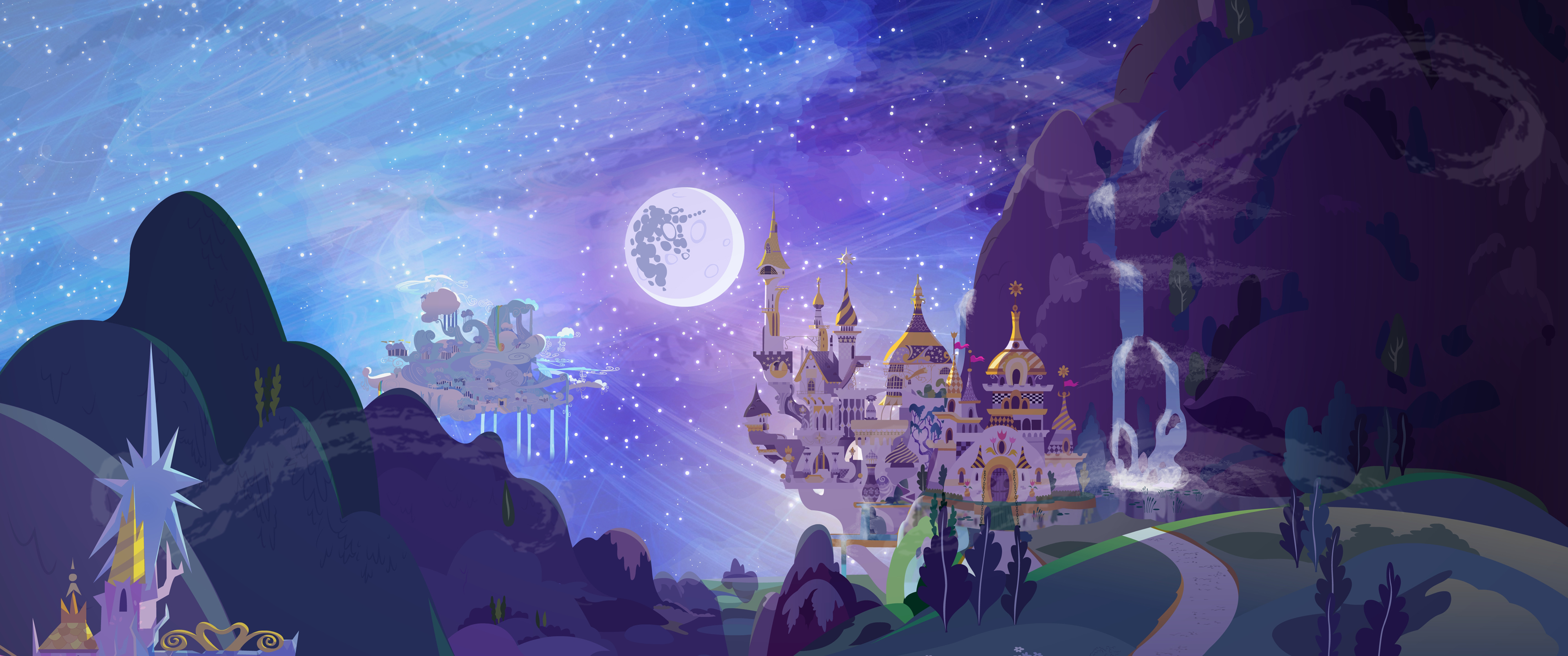 命运,城堡,星空,3440x14_15701