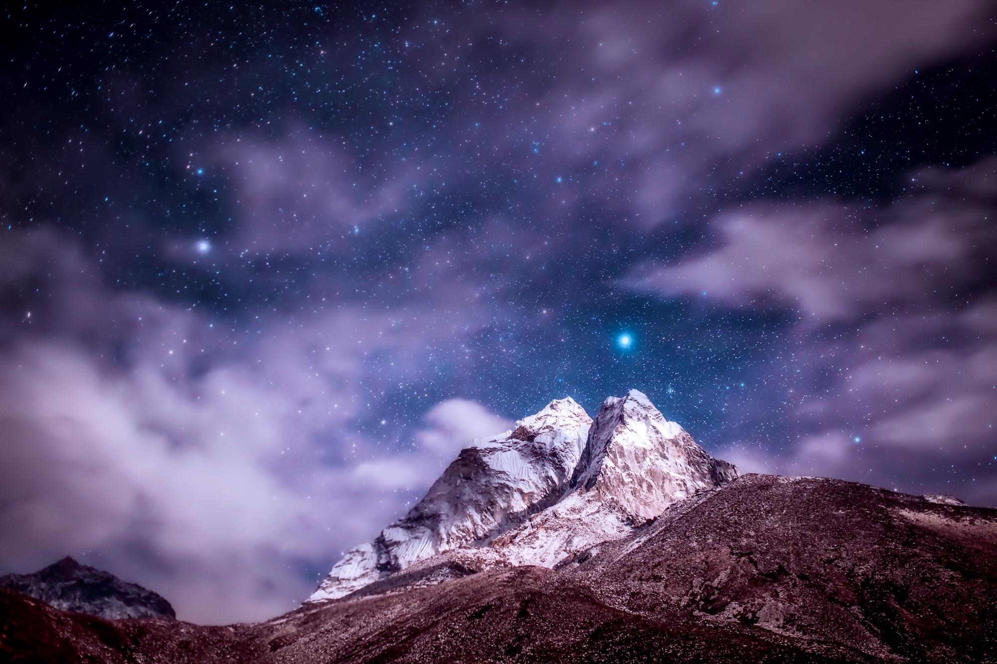 喜马拉雅山 星星 夜晚_8034