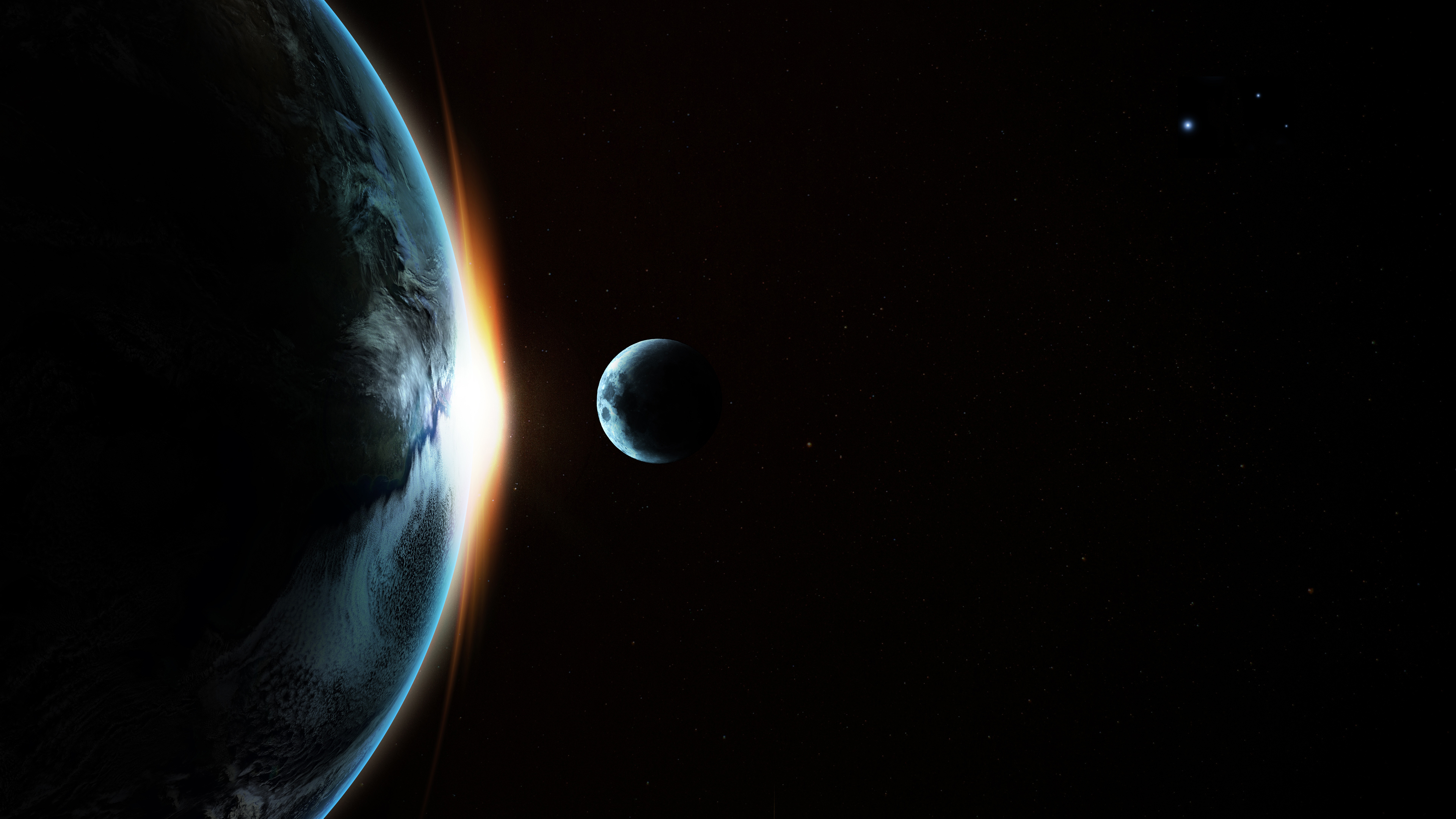 地球 月球 星系4k壁纸_20490