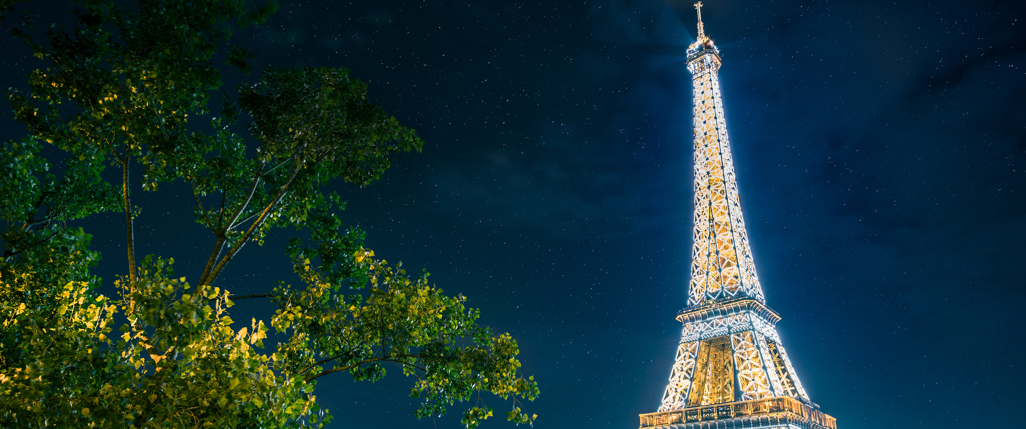 埃菲尔铁塔夜景3440x144_19105