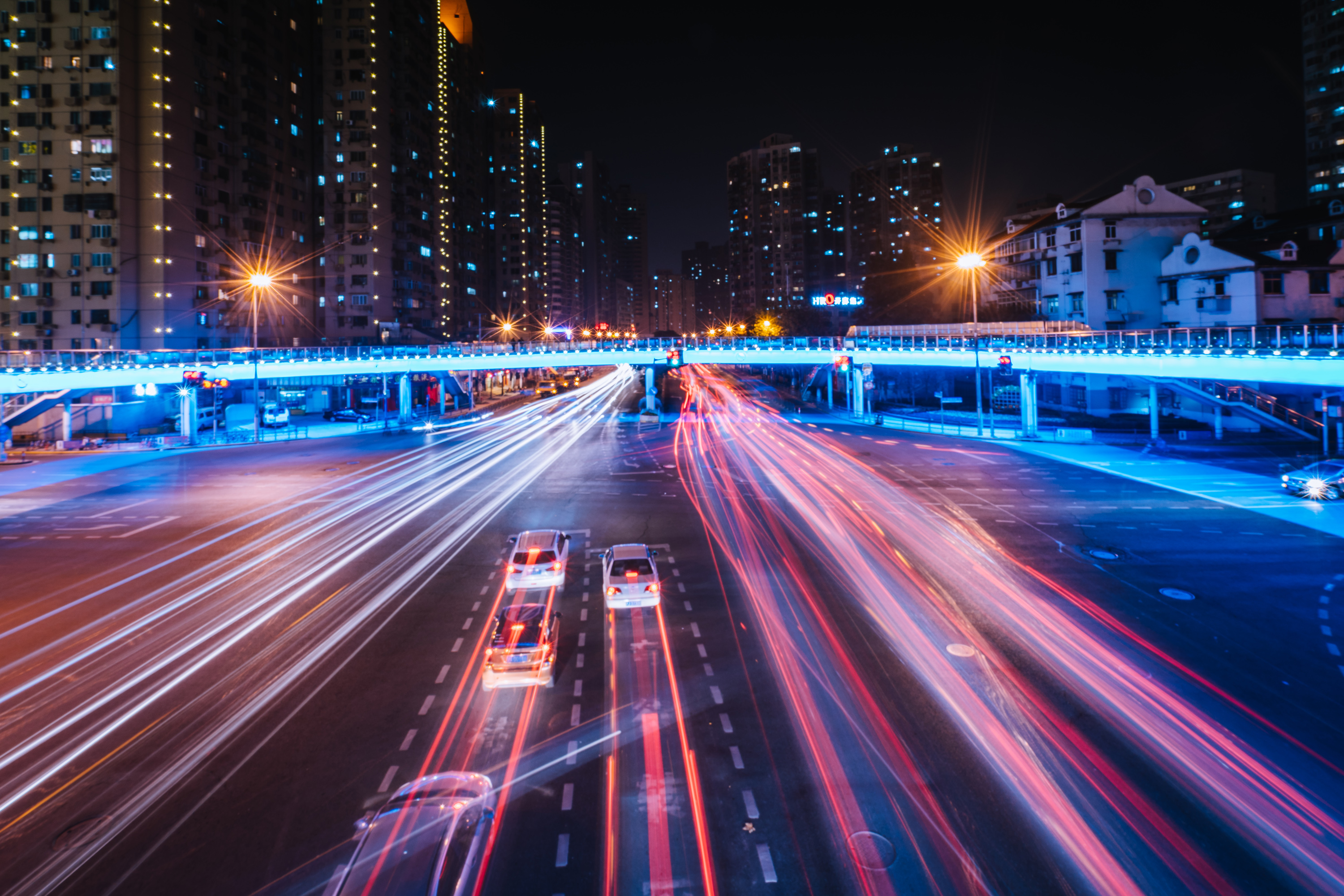 城市车流夜景慢门拍摄图_4679
