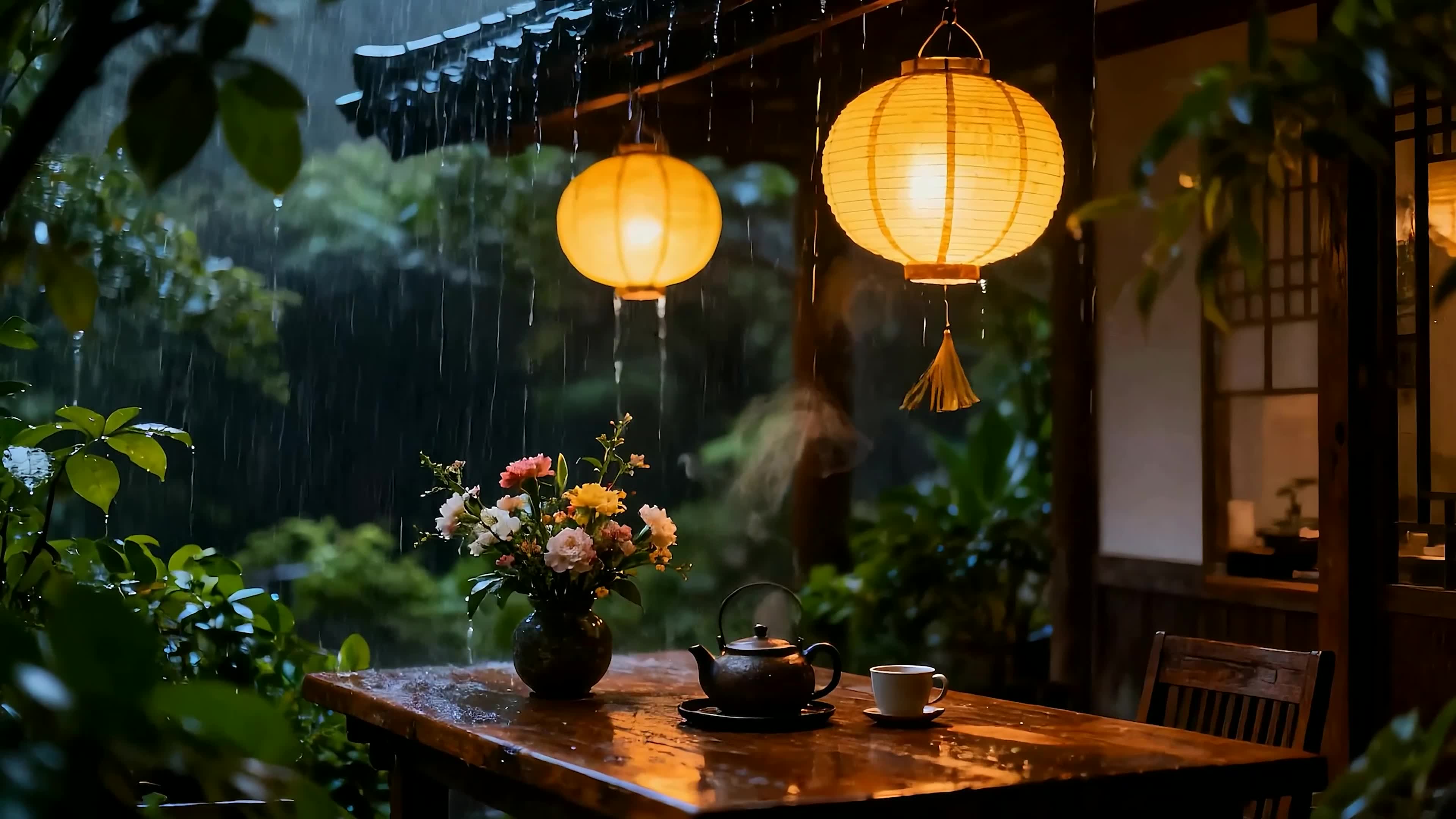 护眼雨天树木