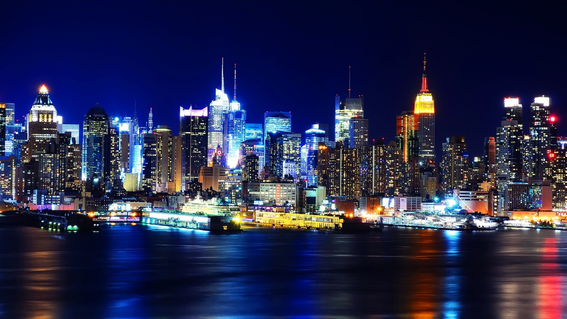 夜晚城市纽约曼哈顿的图_2422