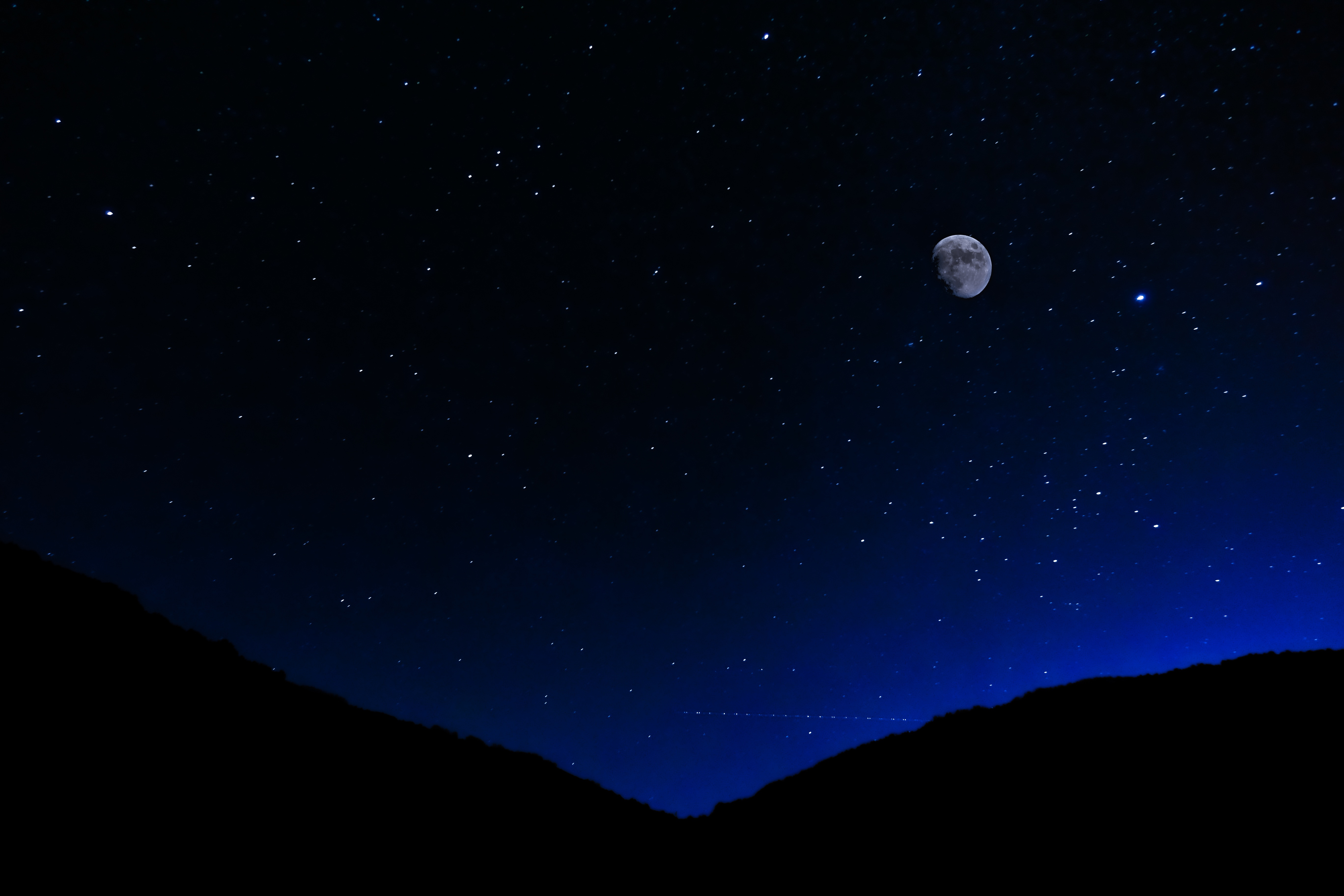 夜间 天空 星星 月亮 5K_10061