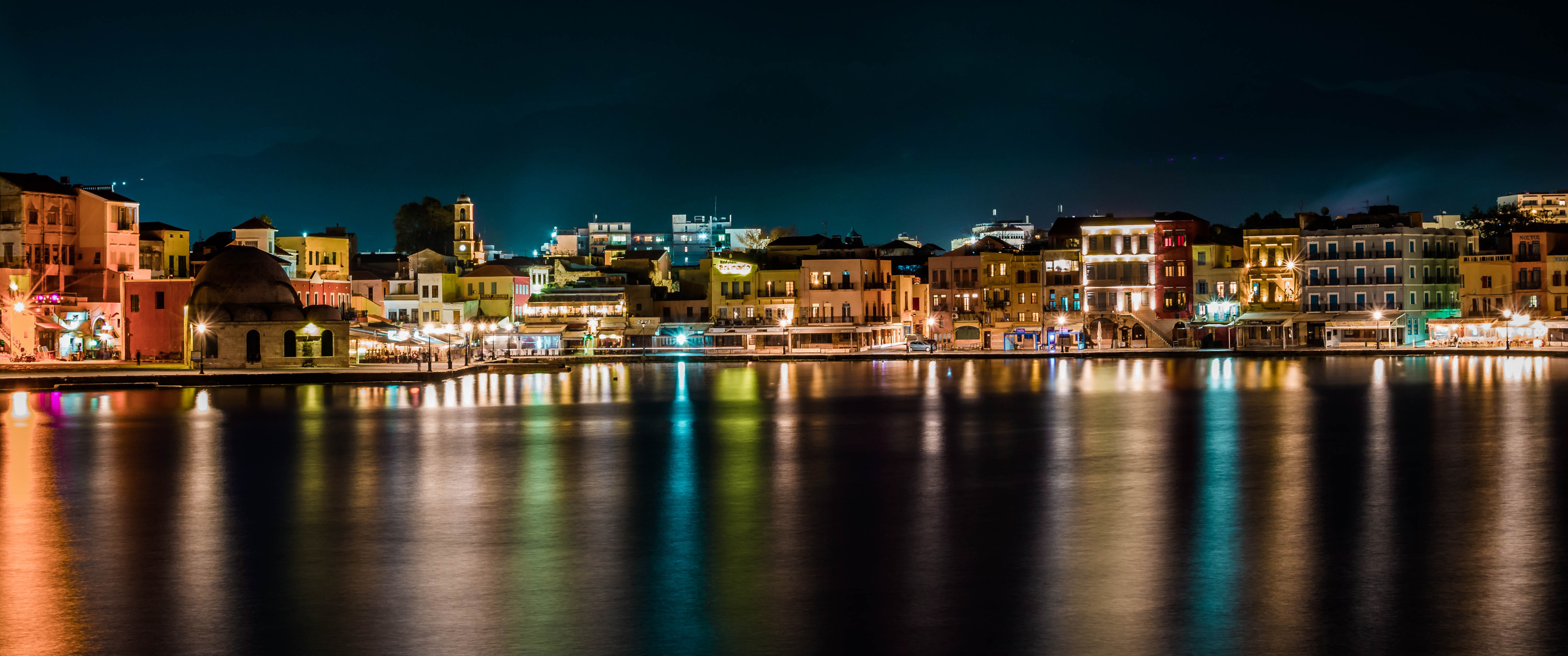 夜间水边城市风景3440x1_20114