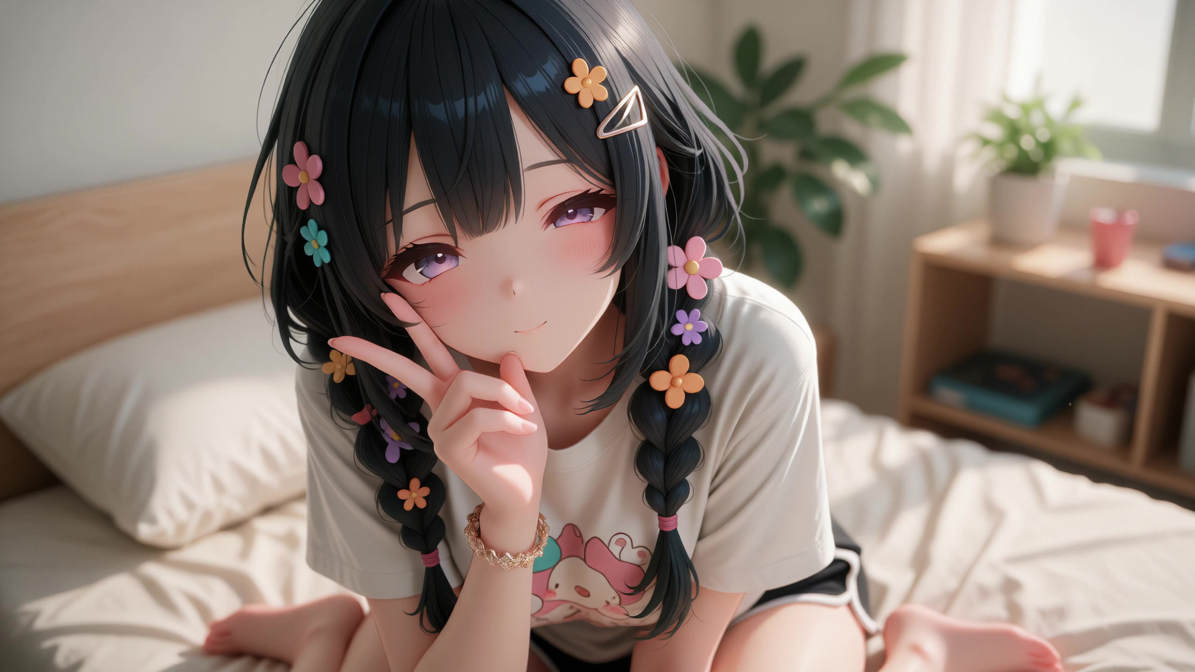 花辫少女