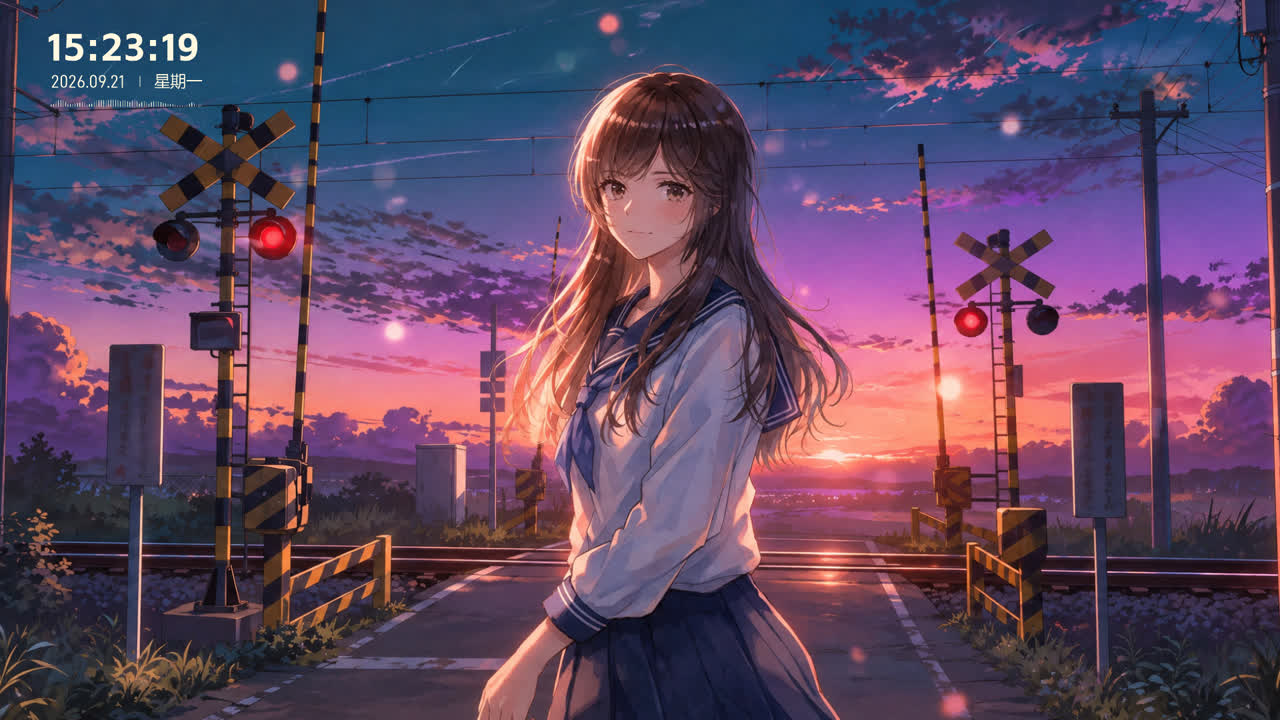 铁道路口的黄昏