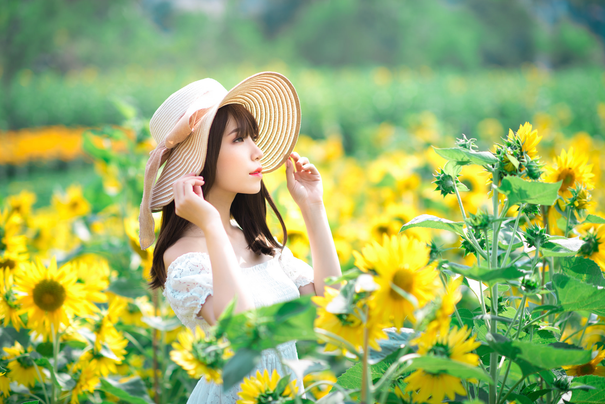 女孩夏季盛开的花朵图片_4852
