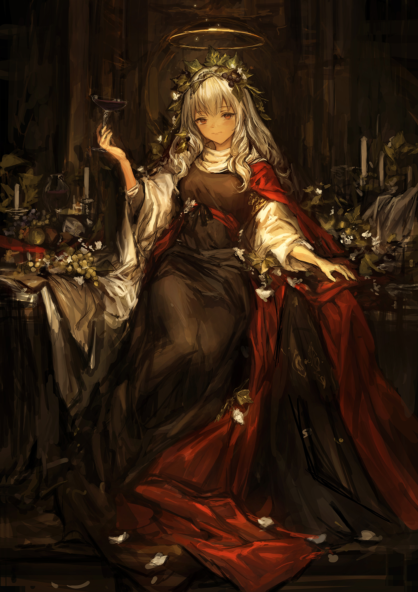 女生酒杯绘画手机壁纸_18182