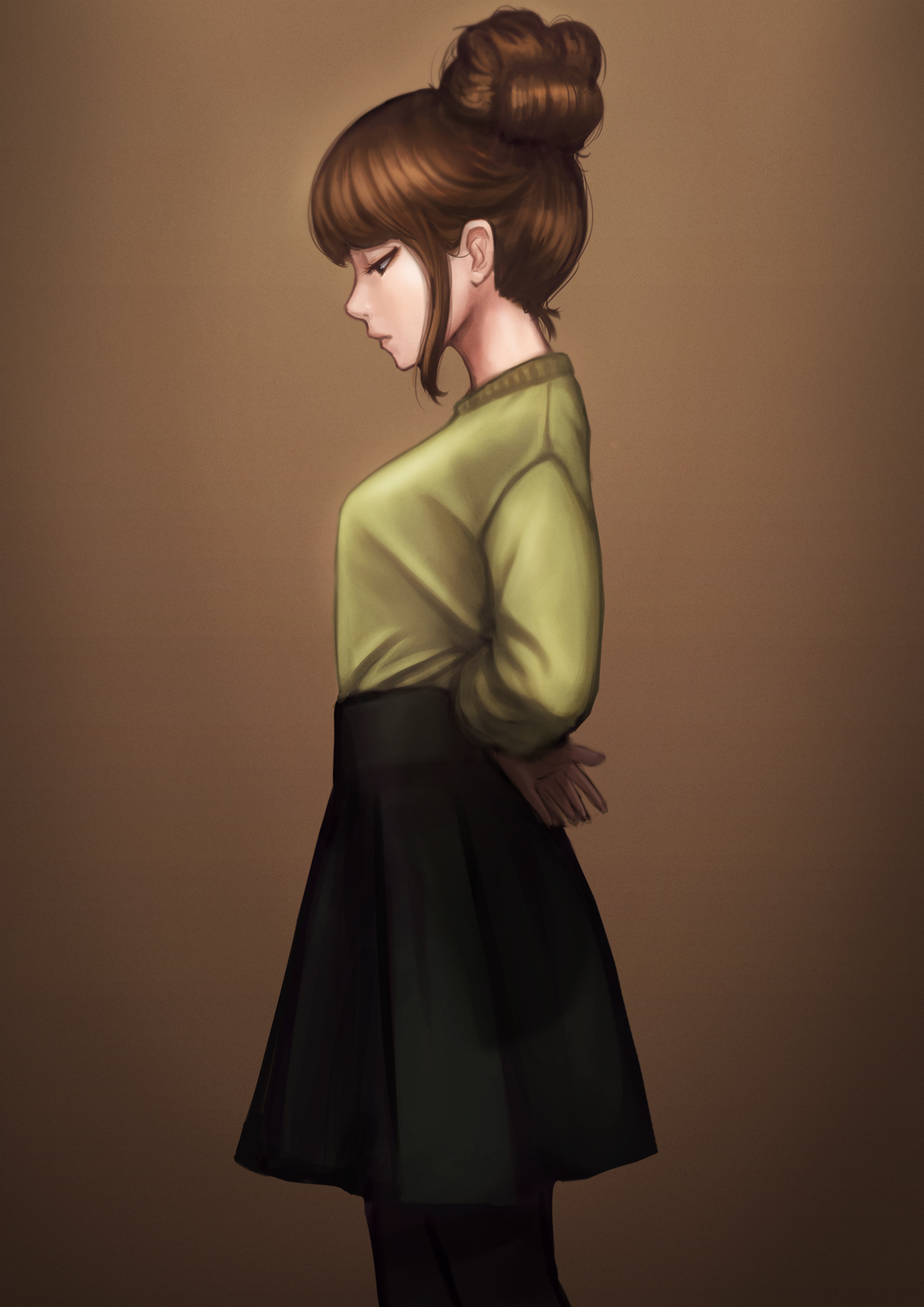 学习 女生 插画 手机壁_19442