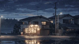 雨夜湖畔咖啡馆（B站 LofiRainyNight）
