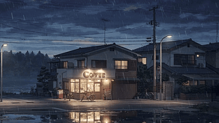 雨夜湖畔咖啡馆（B站 LofiRainyNight）