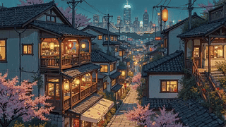 樱花与灯火