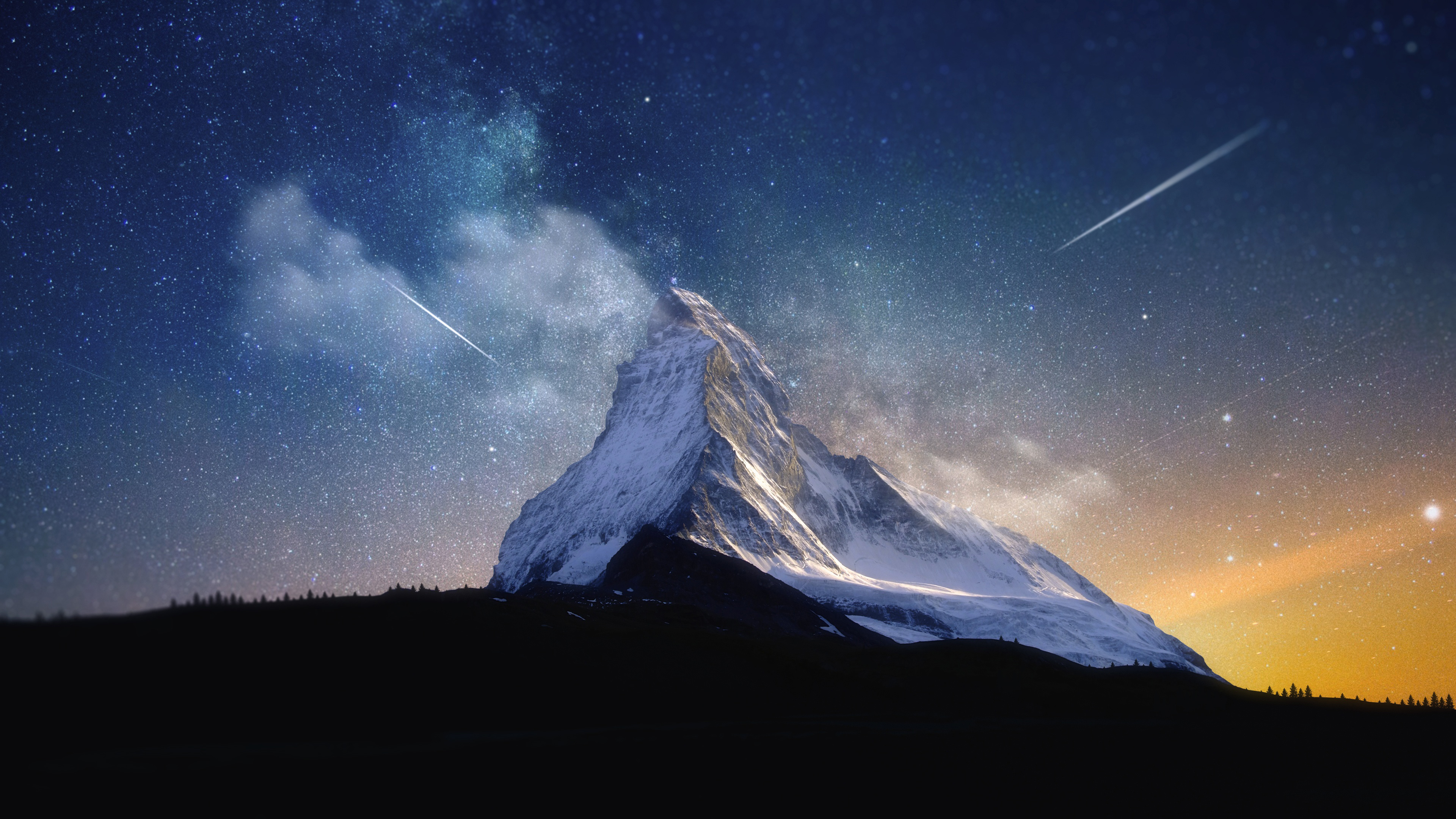 山 夜晚 星星 4k风景壁_6117