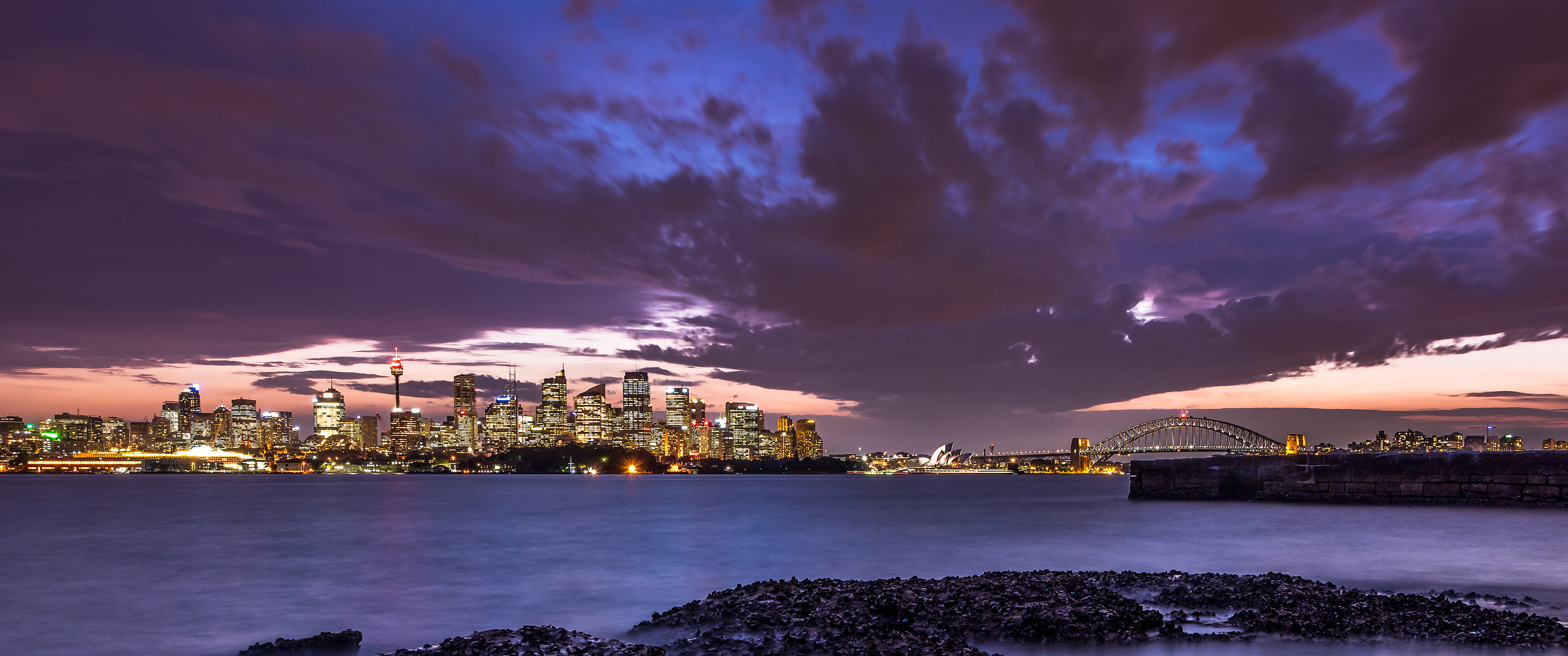 悉尼夜景3440x1440壁纸_18794