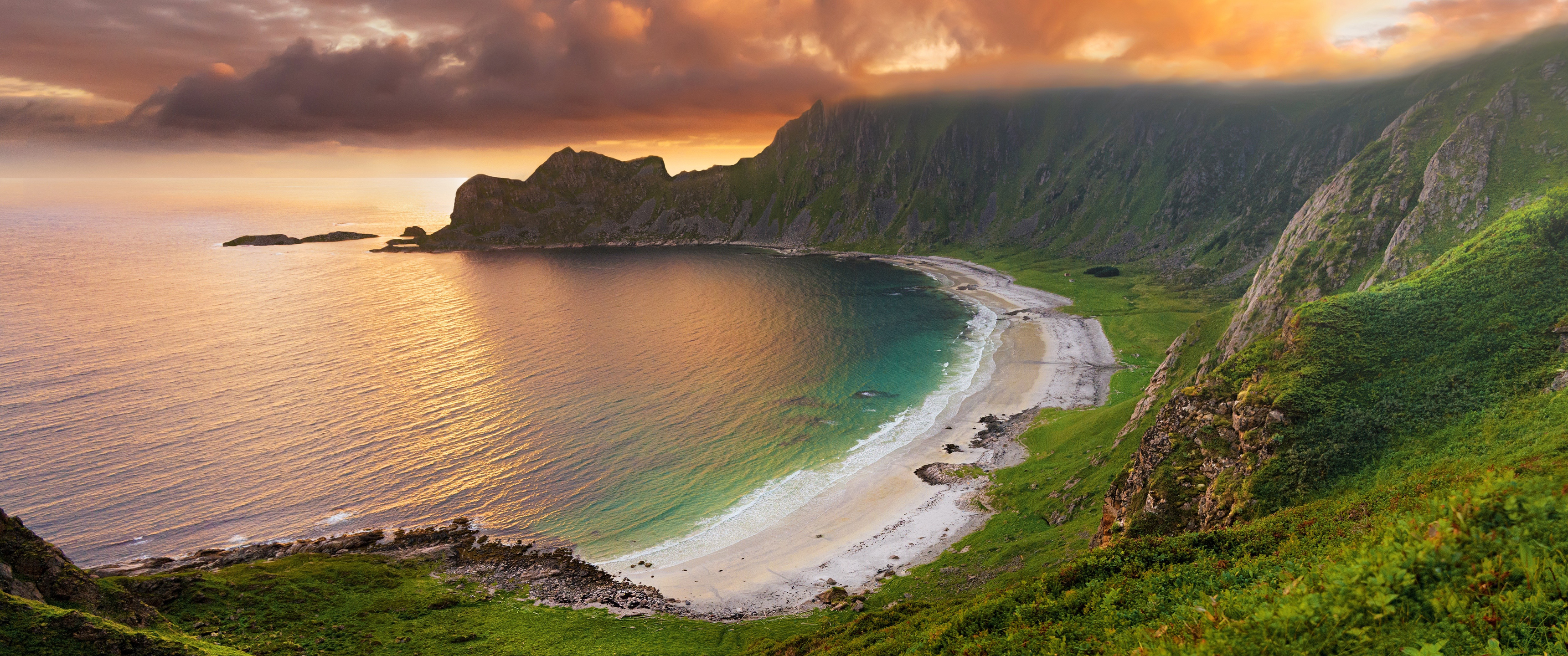 挪威海滩风景3440x1440_16452