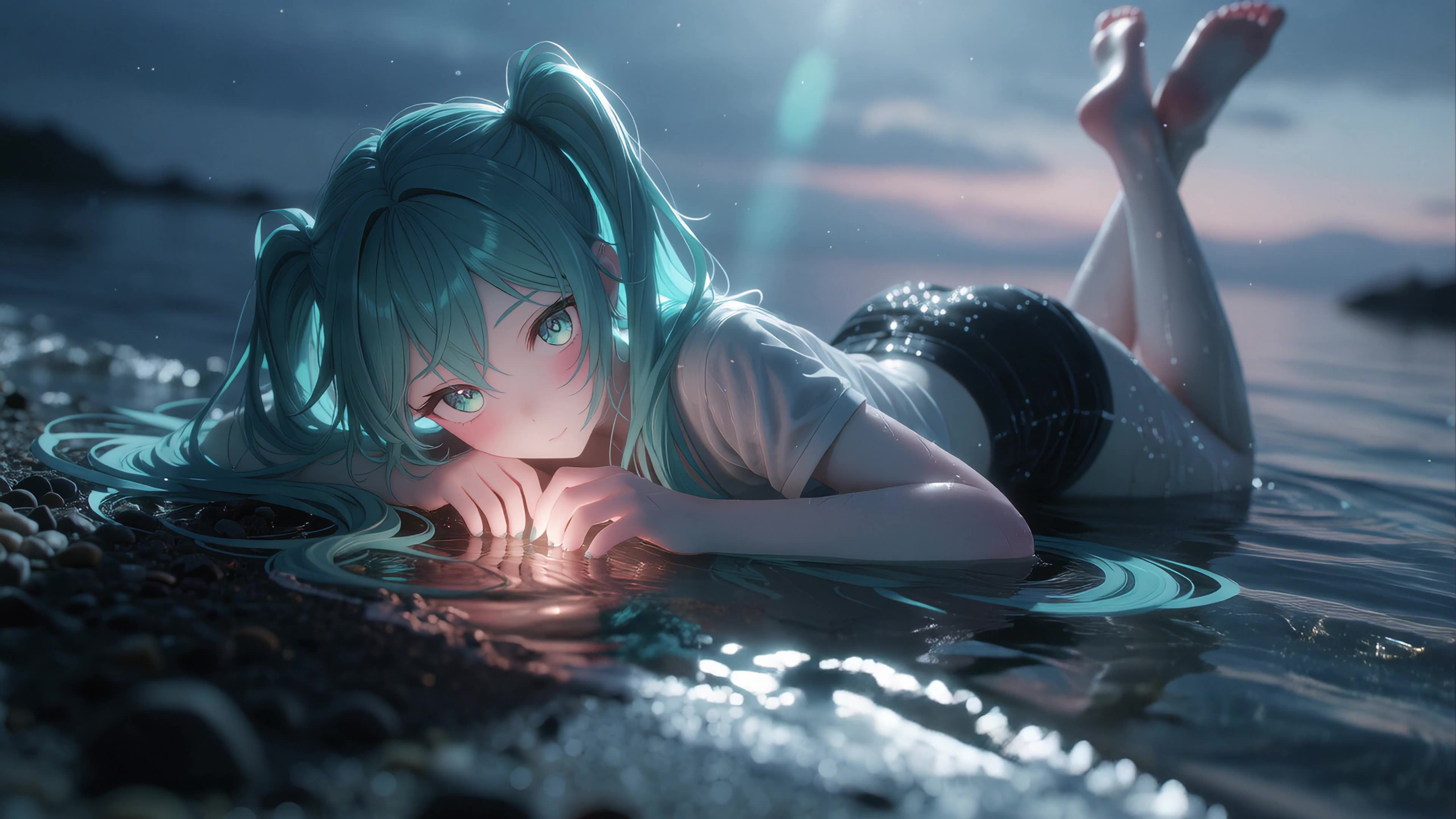 水畔少女