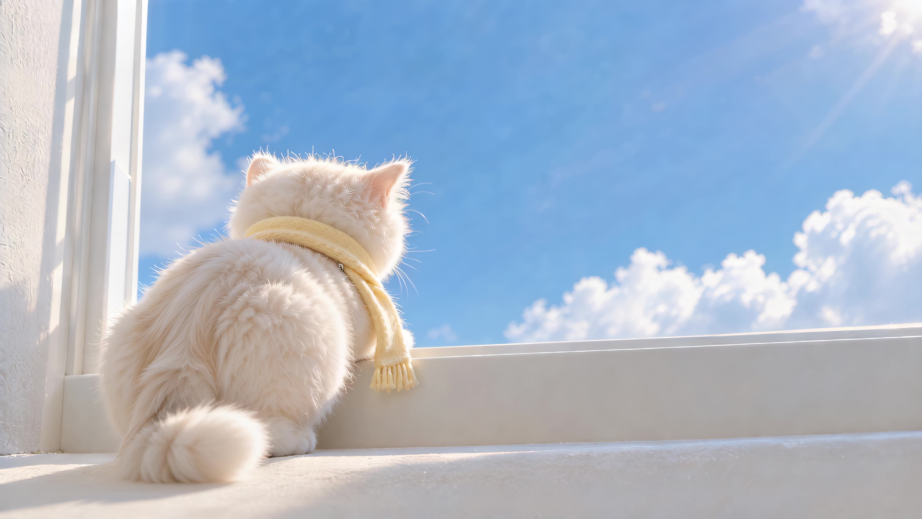 窗边围巾猫咪