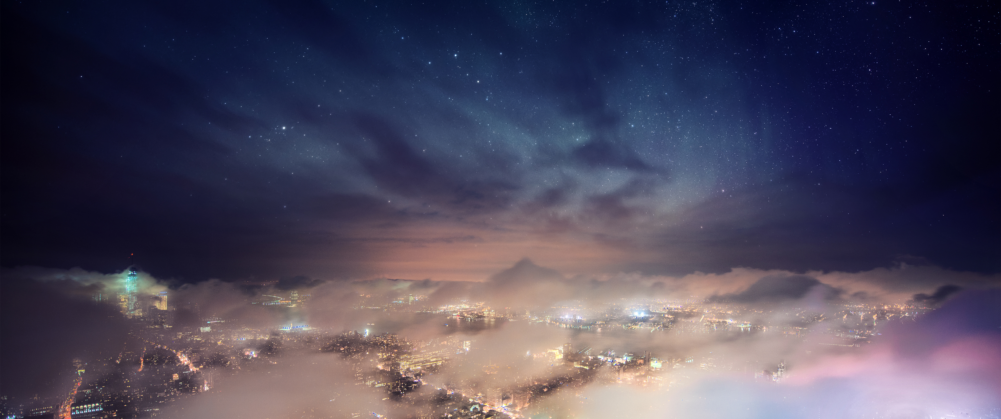 星云城市夜晚3440x1440_19162