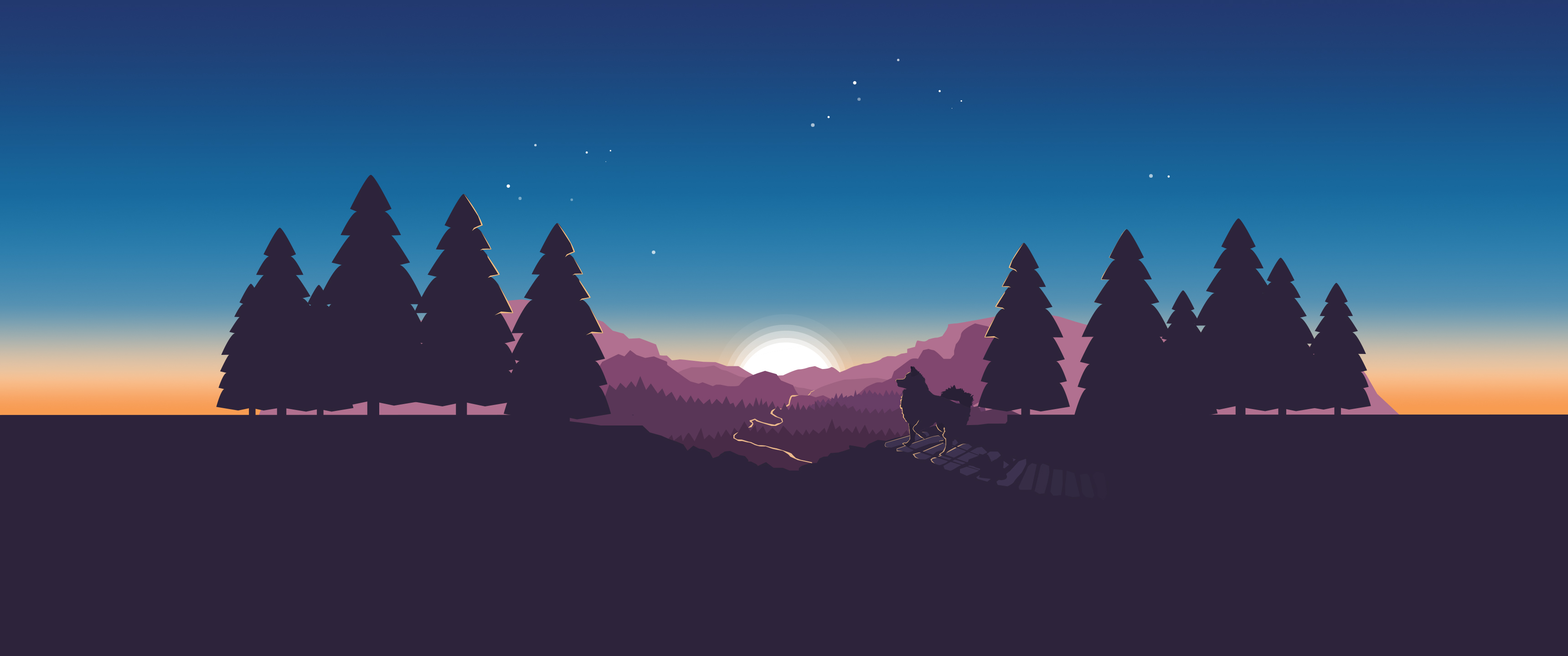 星空矢量风景壁纸3440x1_14373