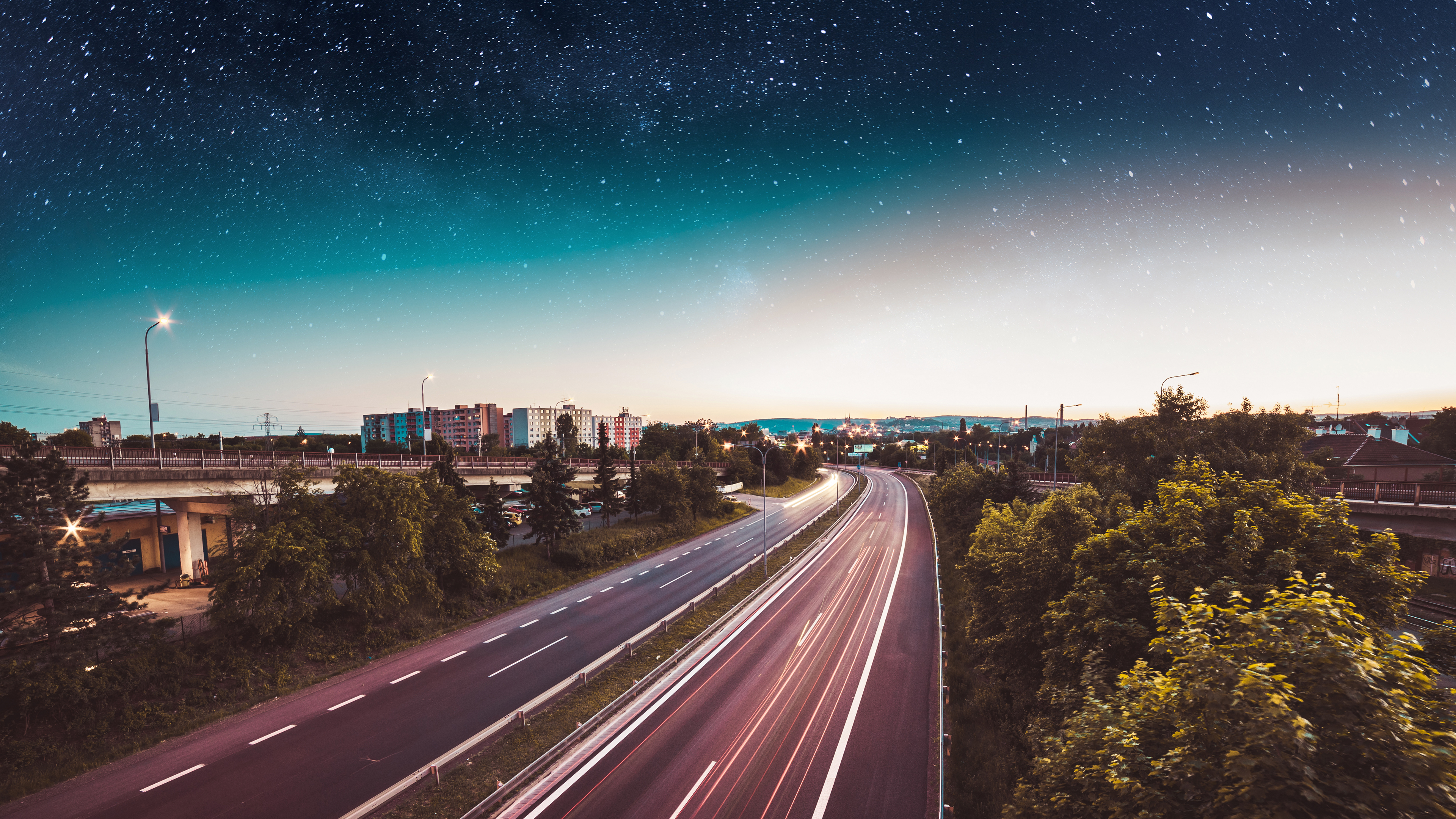 晚上 公路 城市 天空 星_20646