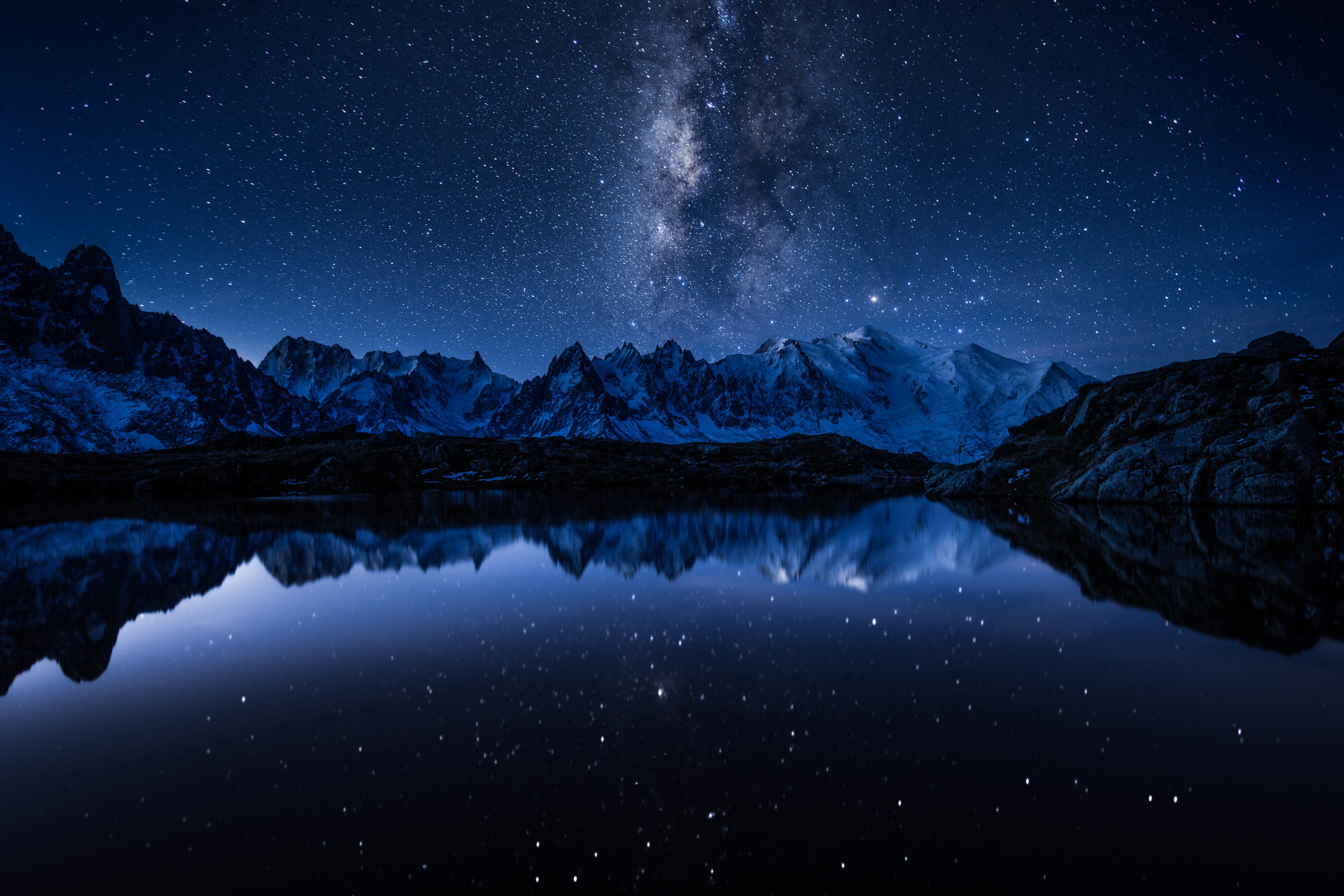 晚上 山 湖 星星 星空风_8711