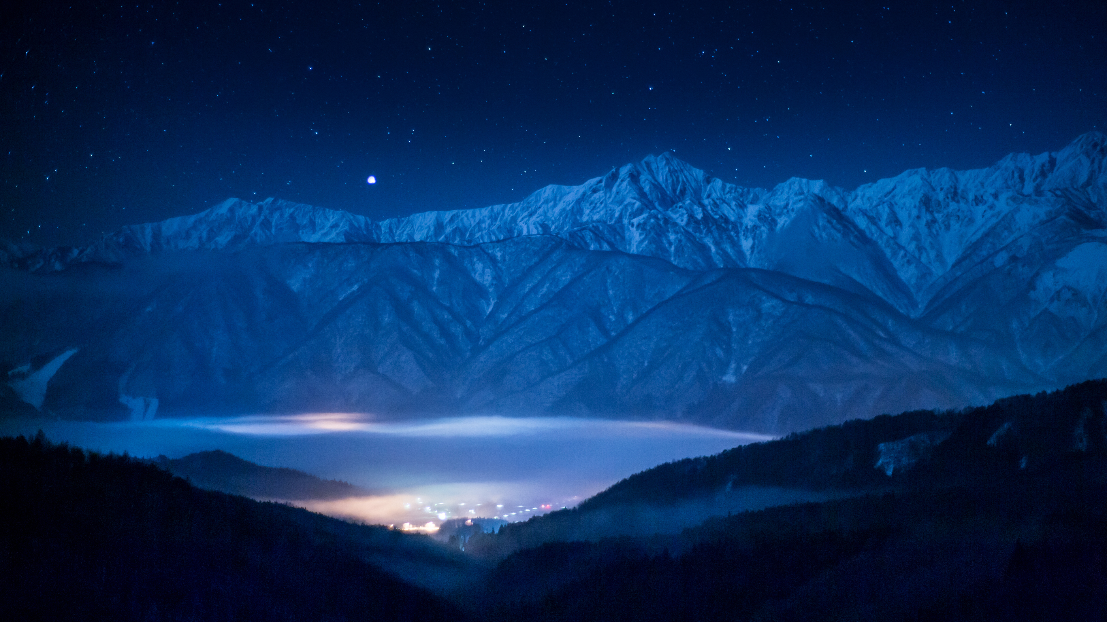 晚上,天空,星星,山脉,天_14029