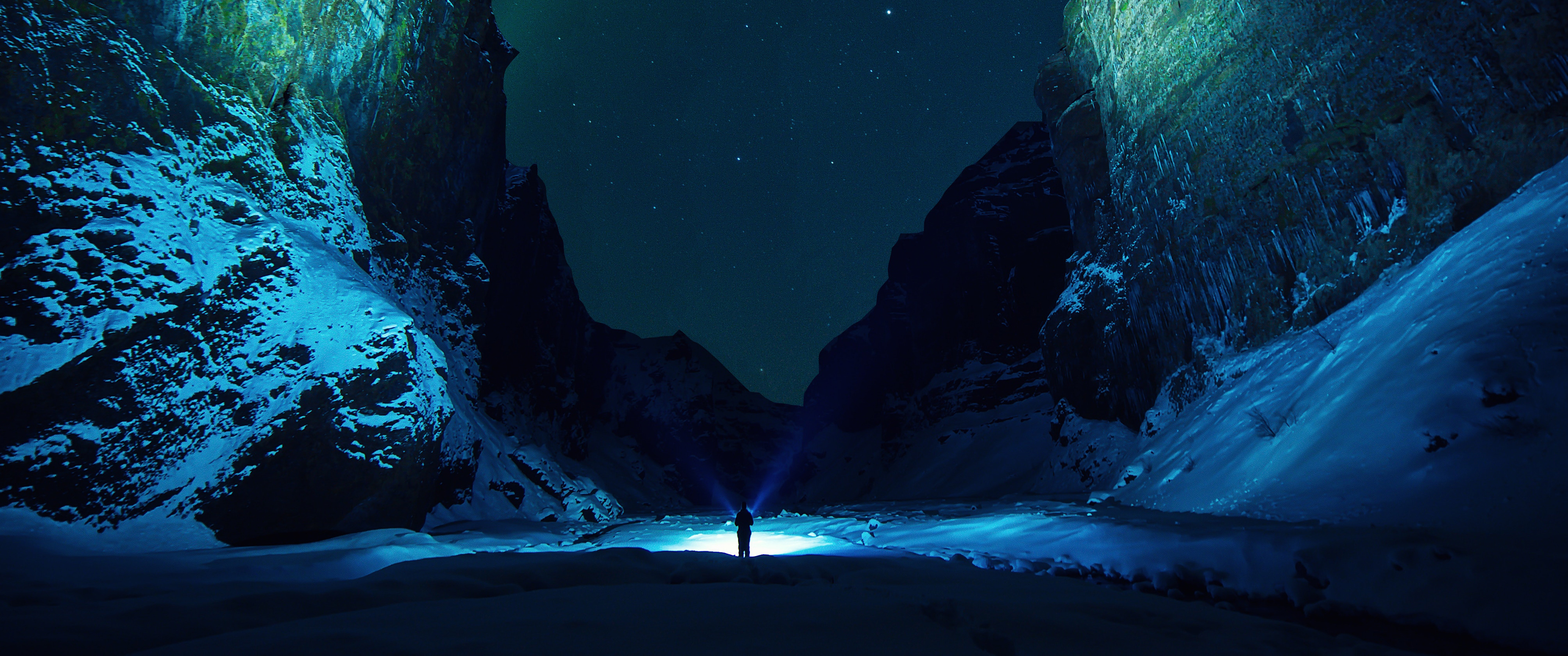 晚上,雪山,星夜,男人,手_16099