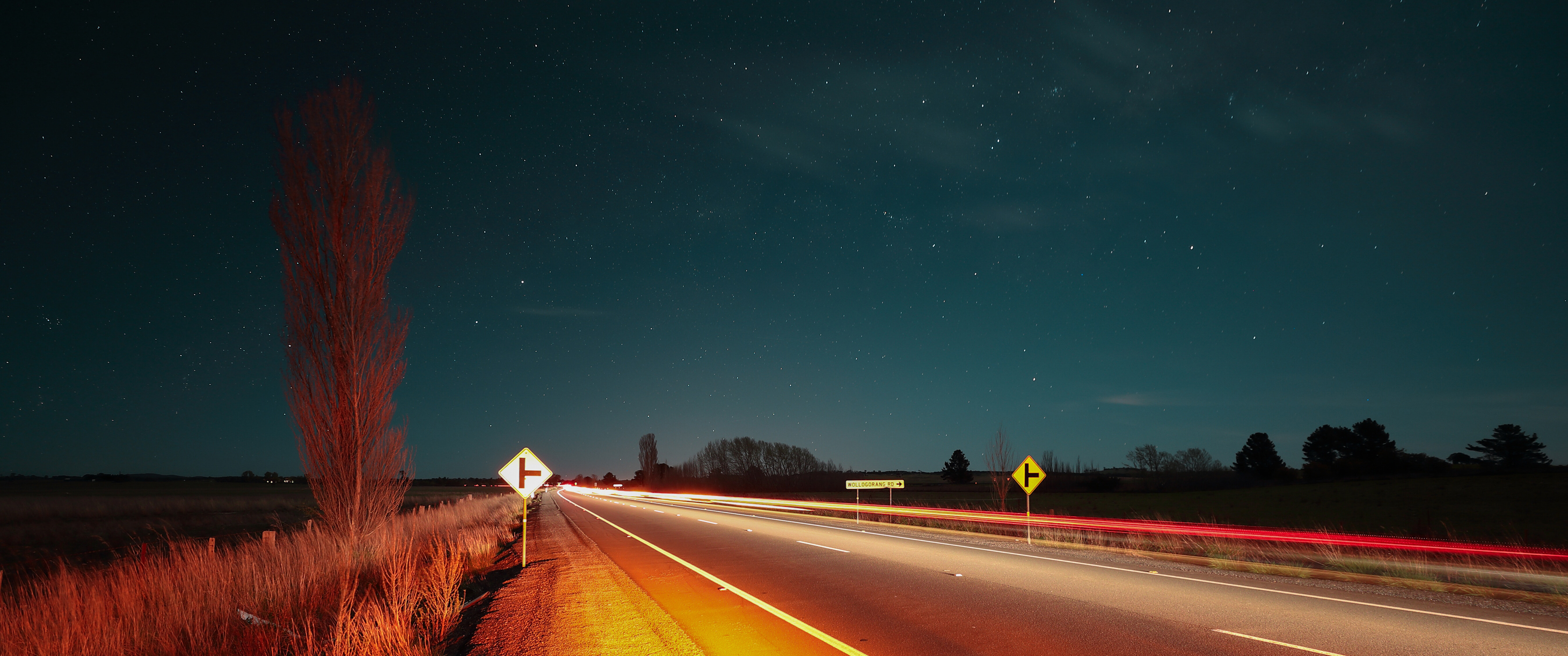 晚上的公路风景3440x144_15628