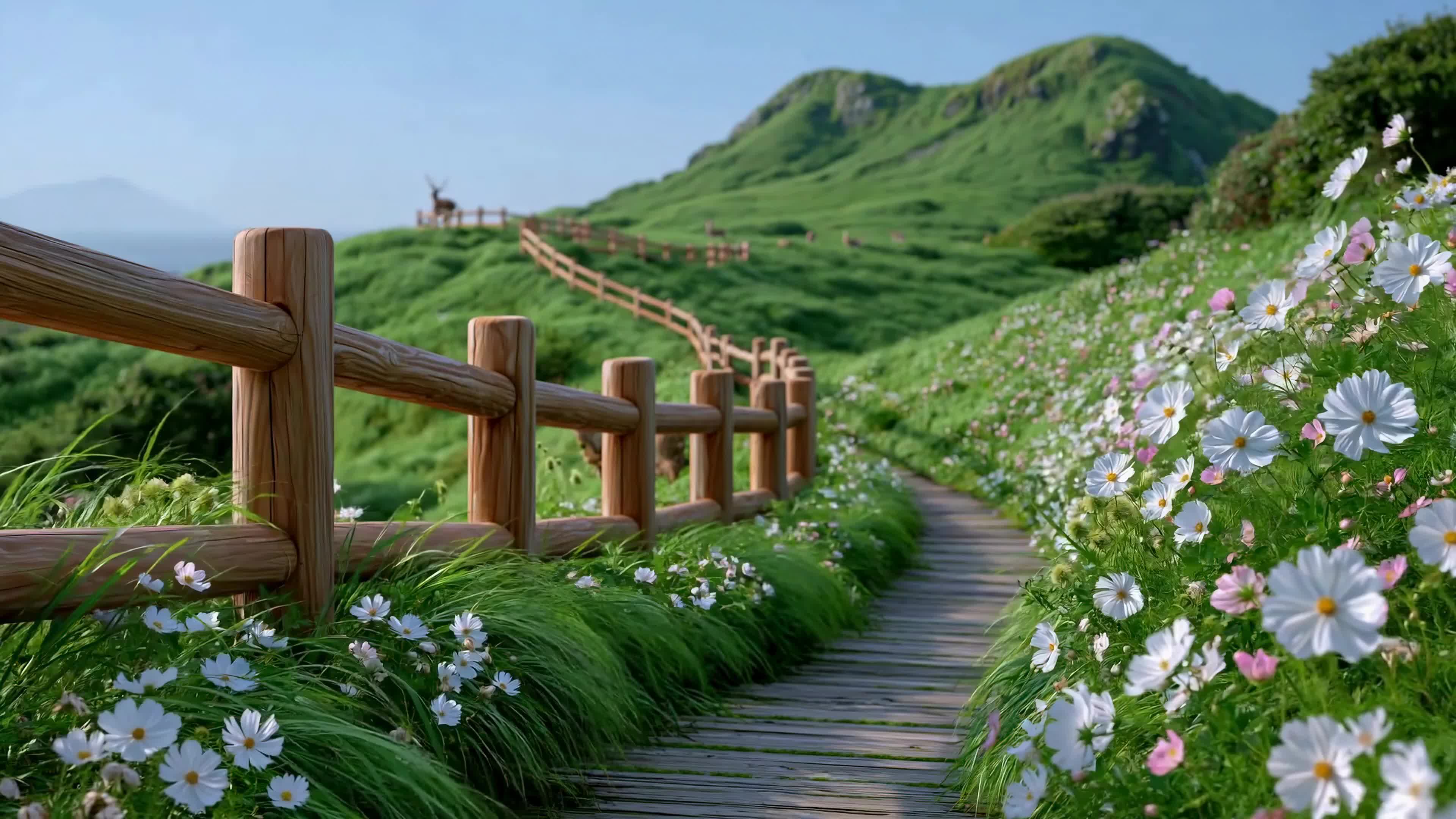 晴日青山花径