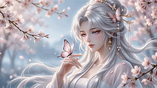 樱下蝶语白发美人