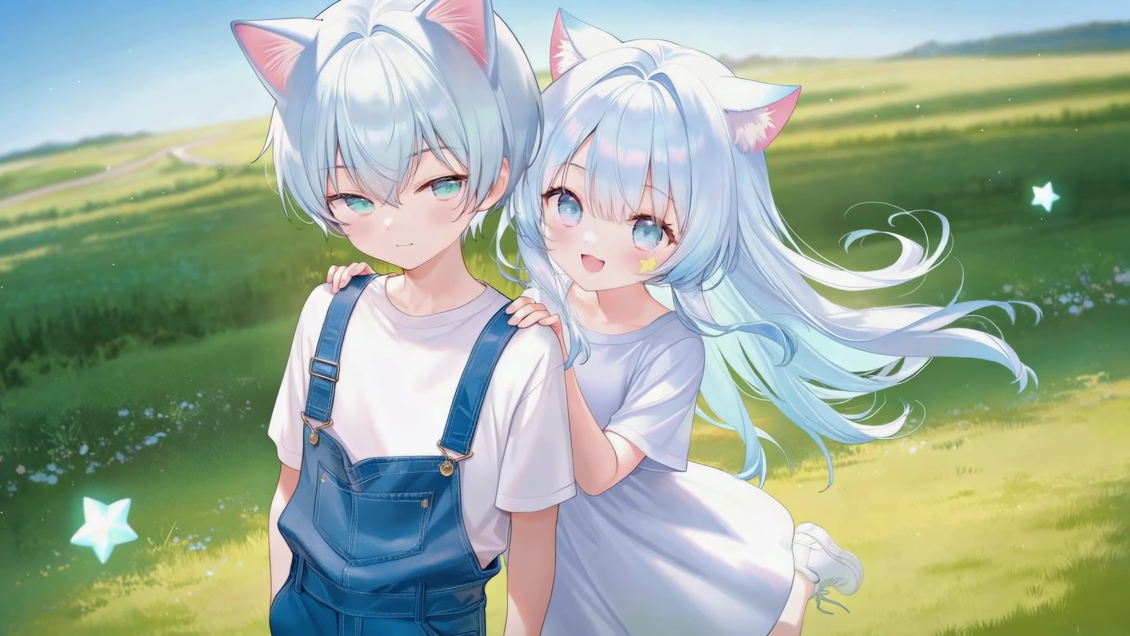 绿野晴空猫耳少年少女