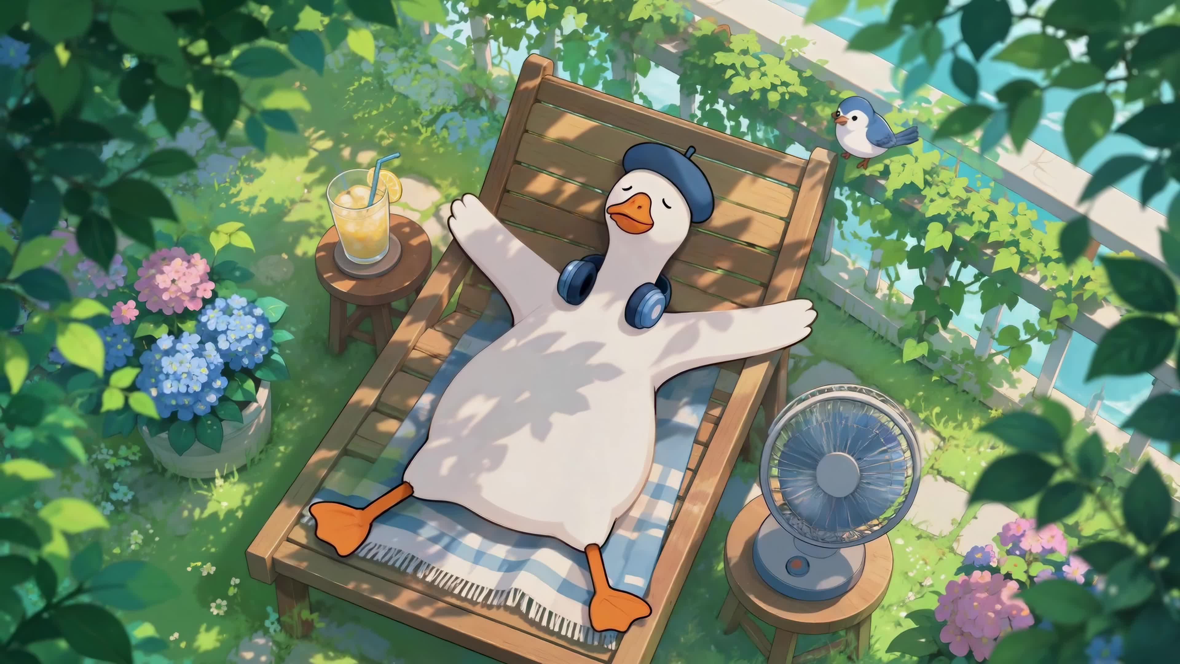 夏日悠闲度假鸭