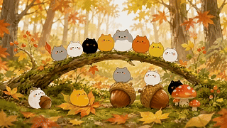 秋日林间萌猫聚会
