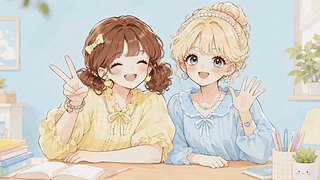 书桌前的元气少女