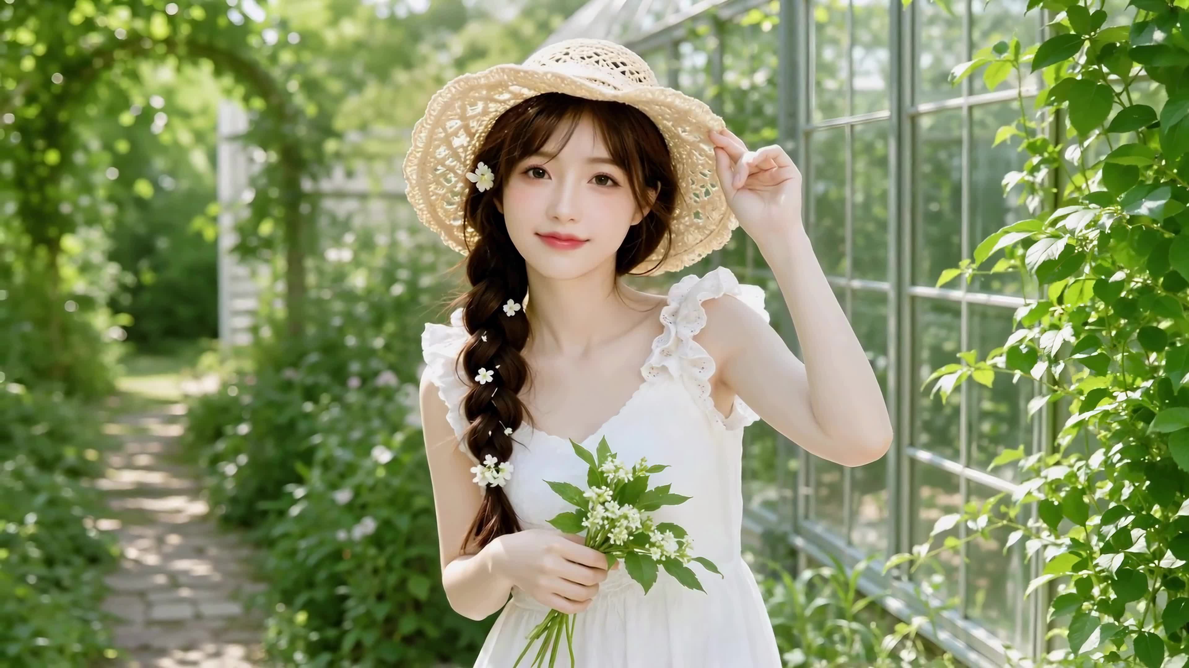 夏日花园清新少女