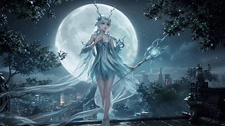 满月之夜鹿灵少女