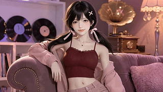 慵懒居家双马尾少女
