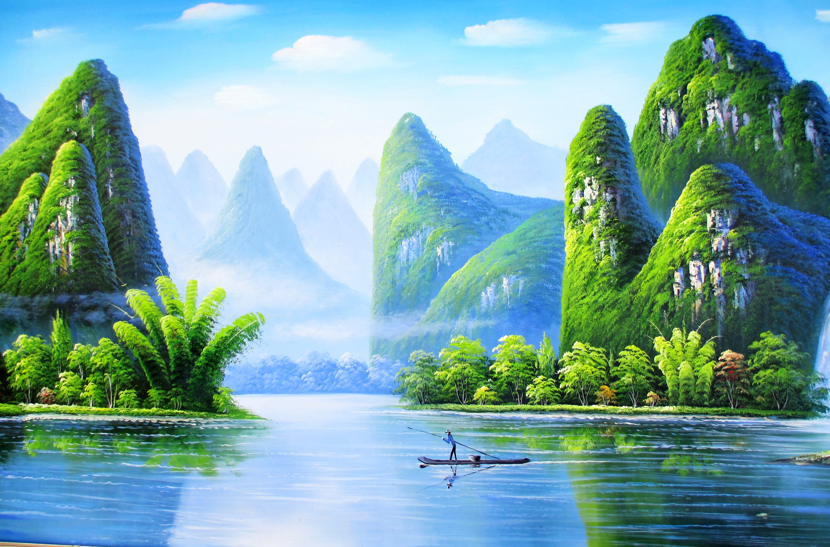 桂林山水唯美绘画风景图_4294