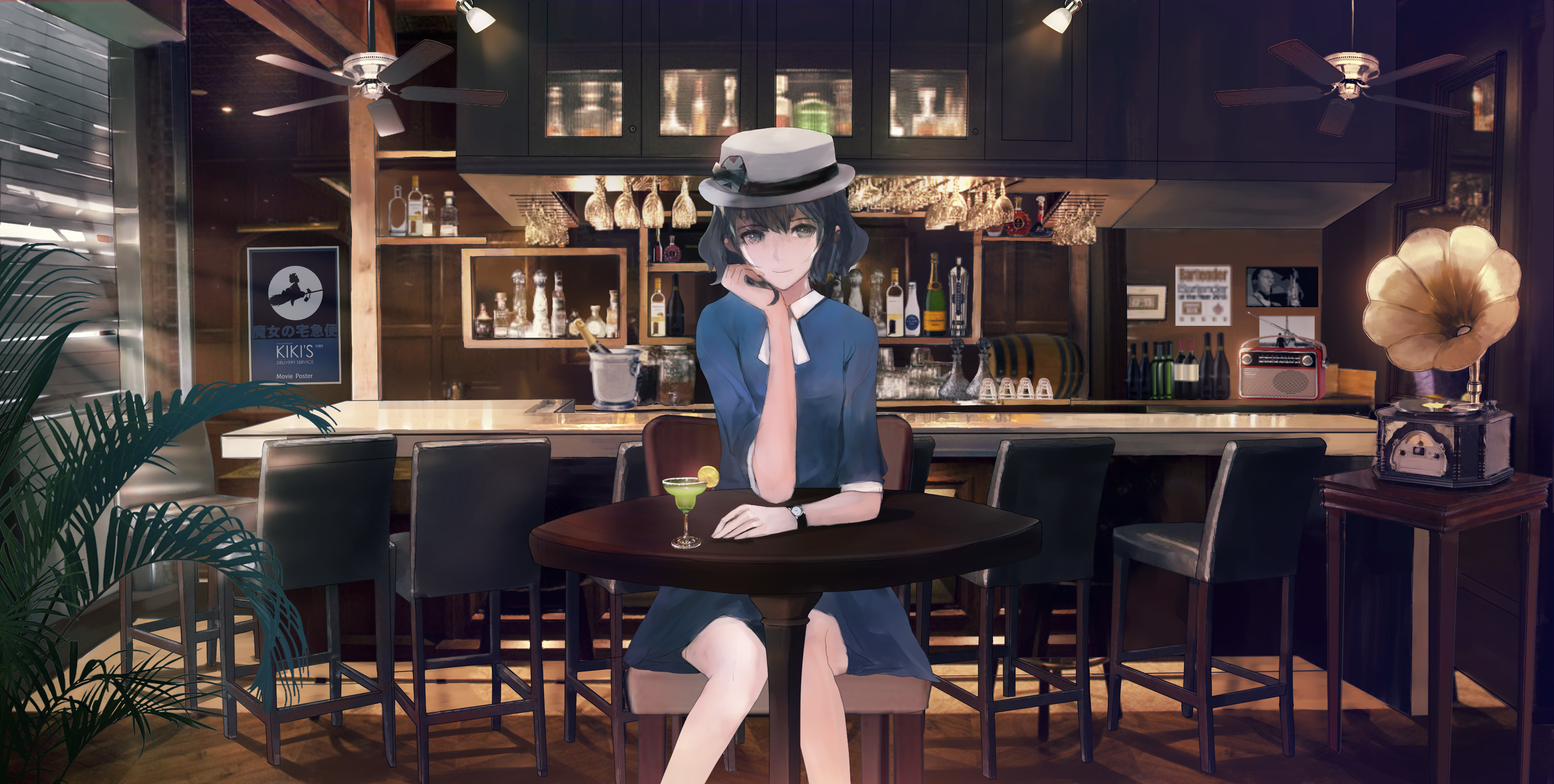 桌子 椅子 女孩 鸡尾酒_10551