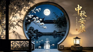中秋安康 中式月夜