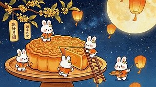花好月圆中秋萌兔