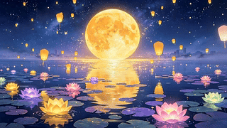 满月星河荷灯夜