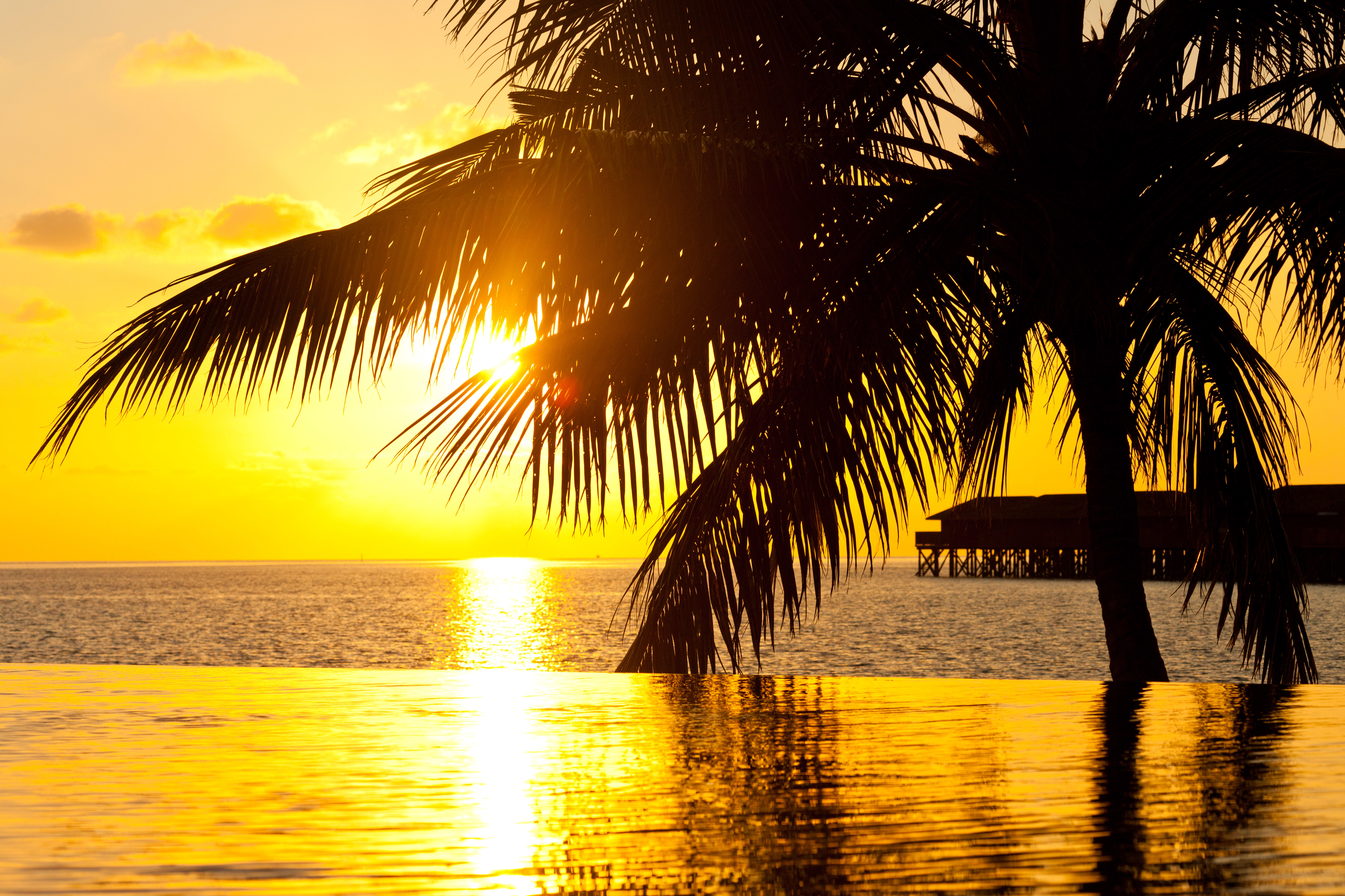 游泳池 水 夕阳 5K风景_6870