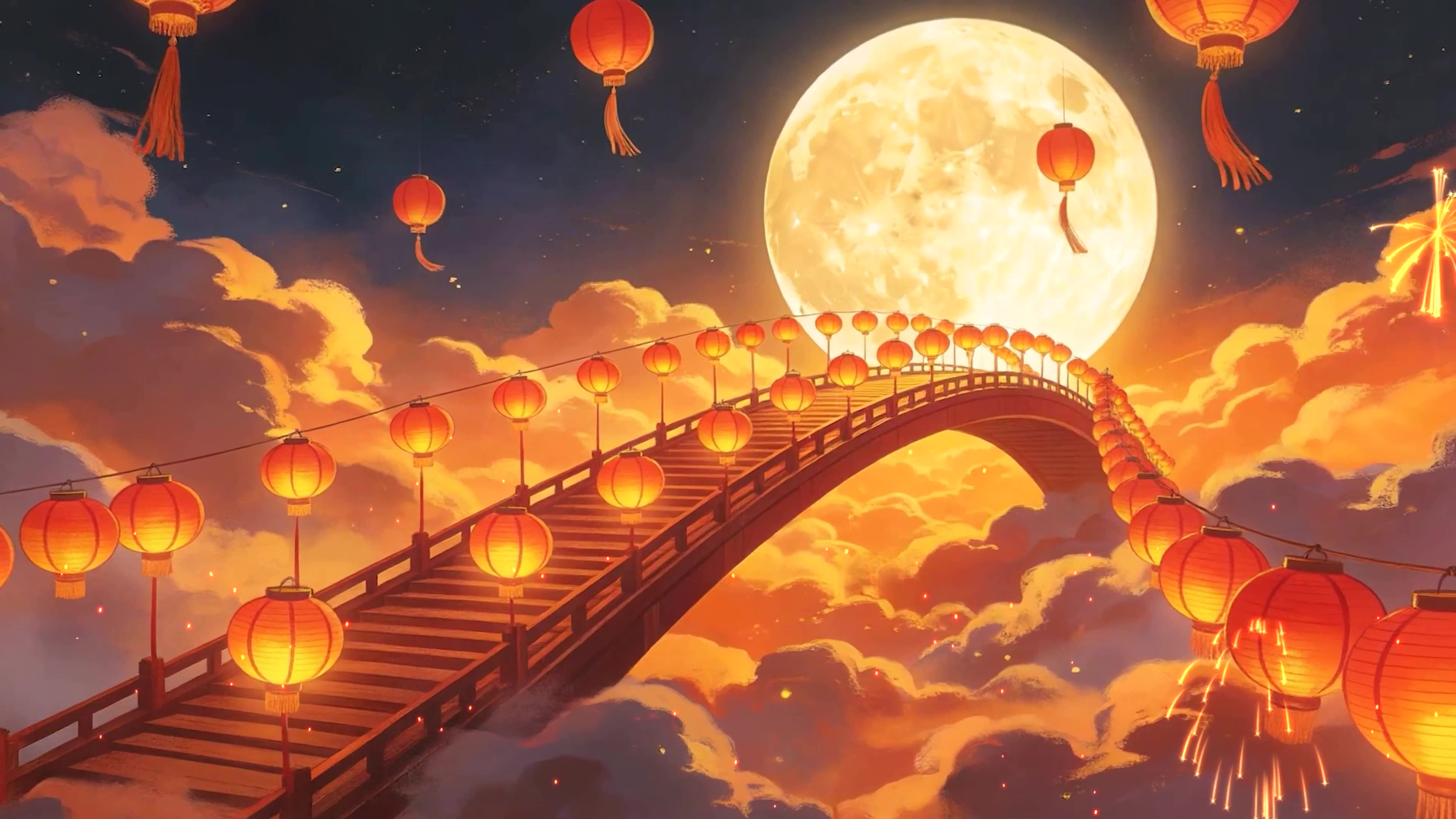 夜景中秋烟花
