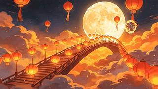 夜景中秋烟花